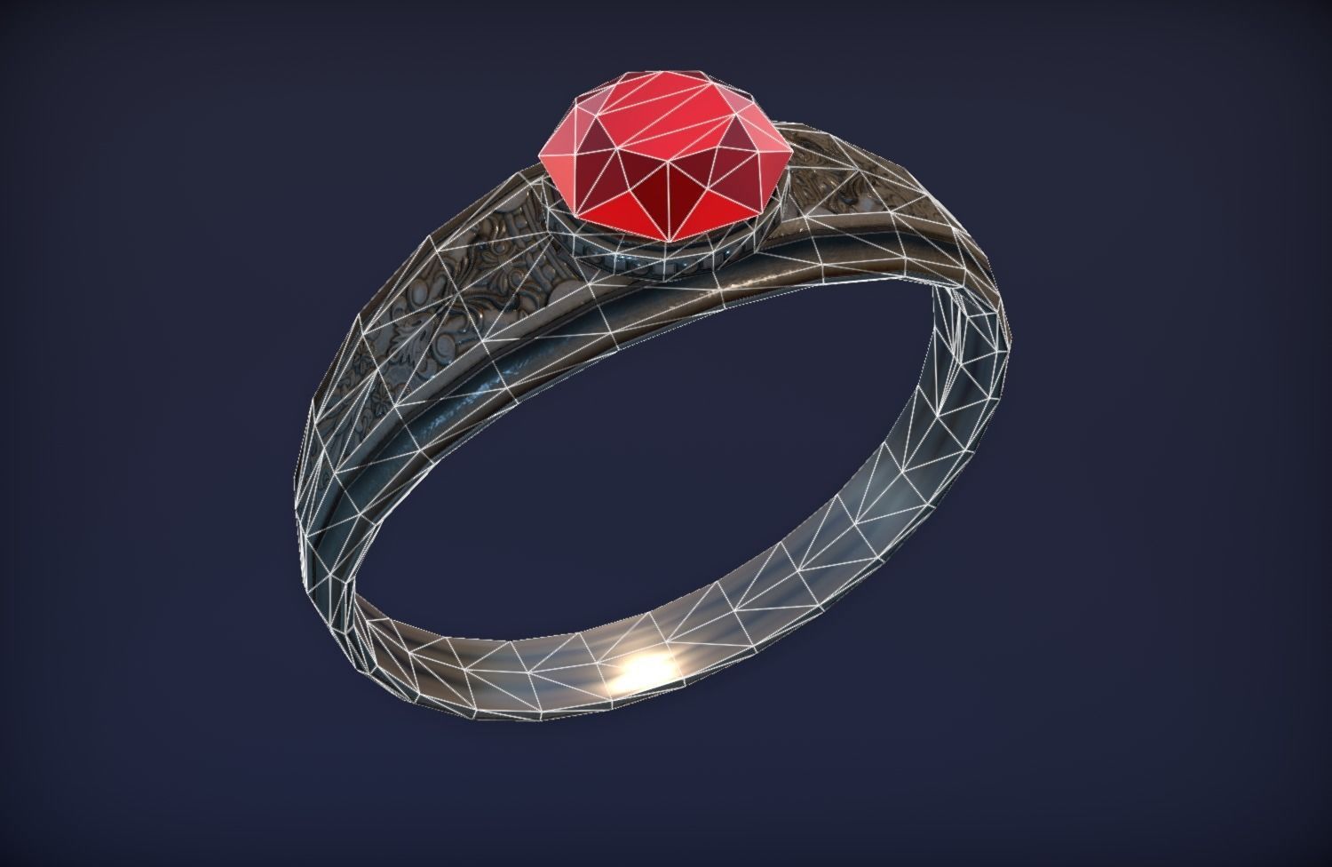 Ancient Silver Ring - PBR Game Ready model Low-poly 3D model_8