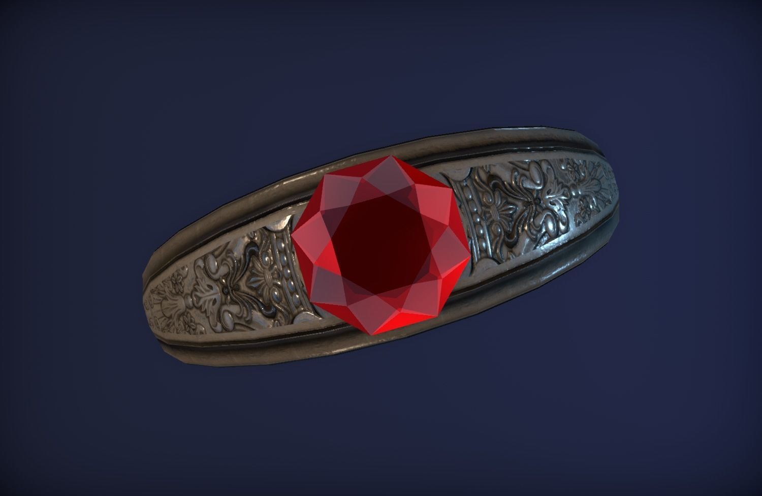 Ancient Silver Ring - PBR Game Ready model Low-poly 3D model_14