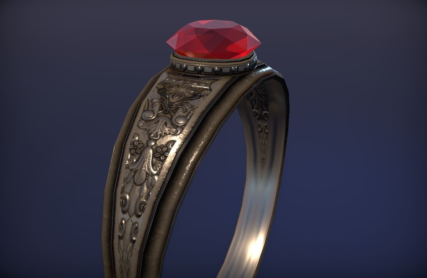 Ancient Silver Ring - PBR Game Ready model Low-poly 3D model_12