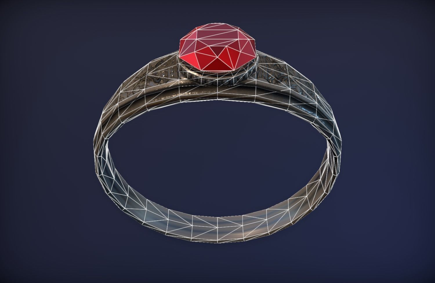 Ancient Silver Ring - PBR Game Ready model Low-poly 3D model_7