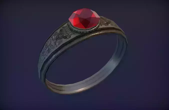 Ancient Silver Ring - PBR Game Ready model Low-poly 3D model