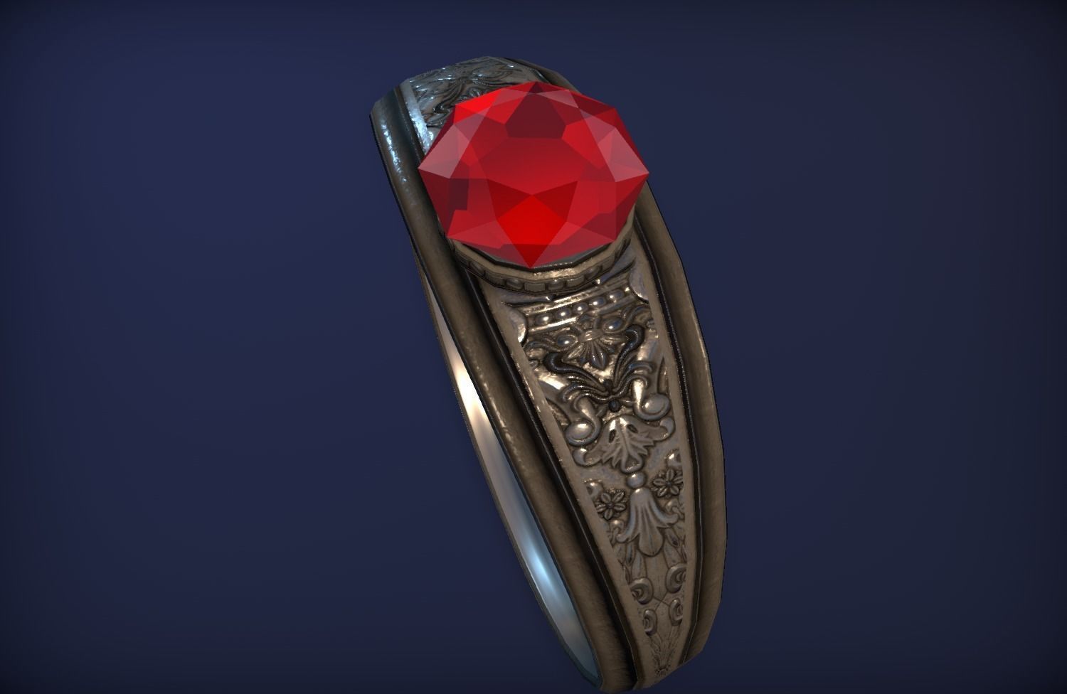Ancient Silver Ring - PBR Game Ready model Low-poly 3D model_15