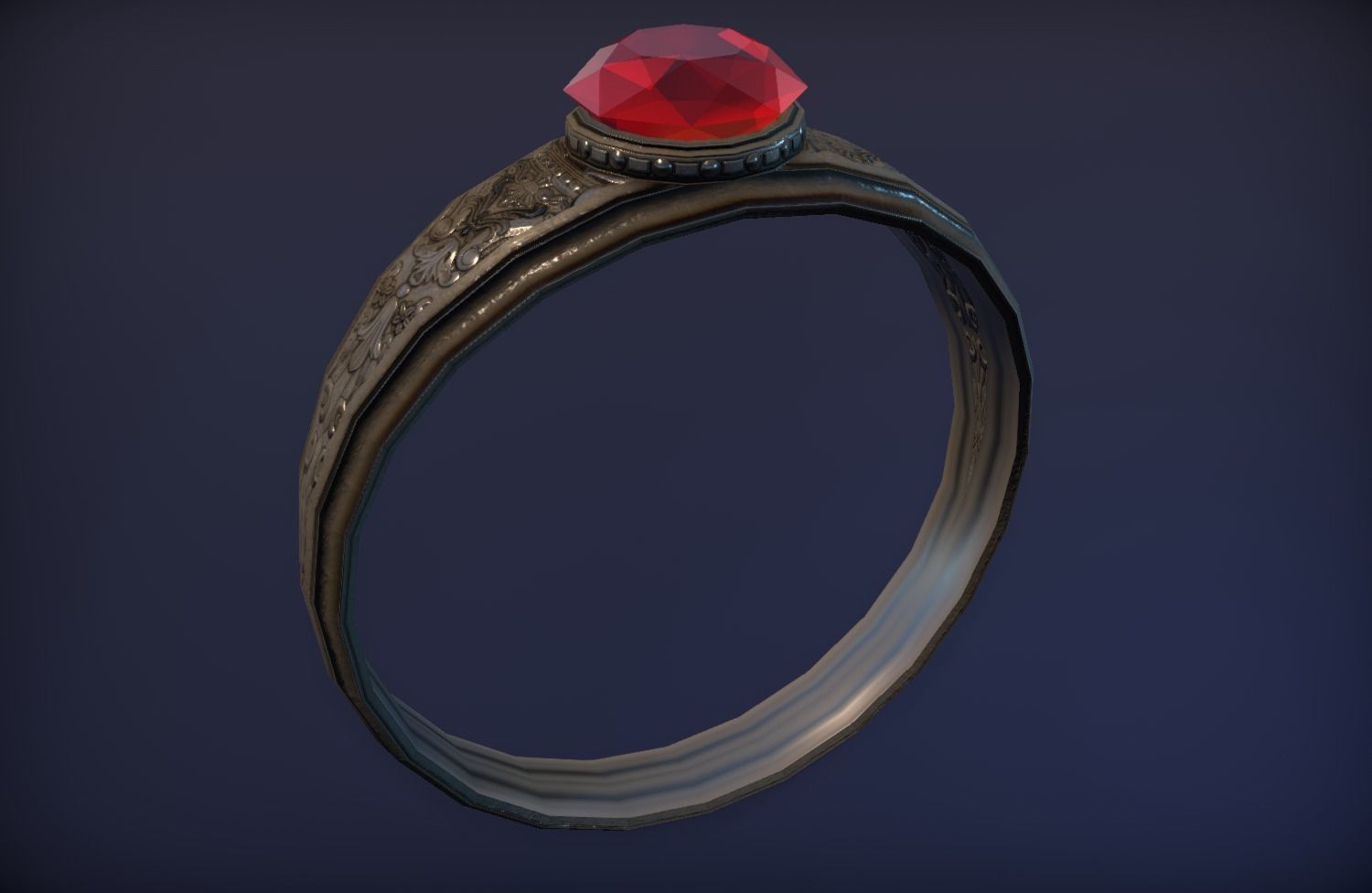 Ancient Silver Ring - PBR Game Ready model Low-poly 3D model_2