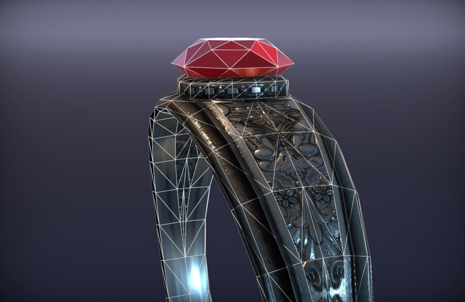 Ancient Silver Ring - PBR Game Ready model Low-poly 3D model_18