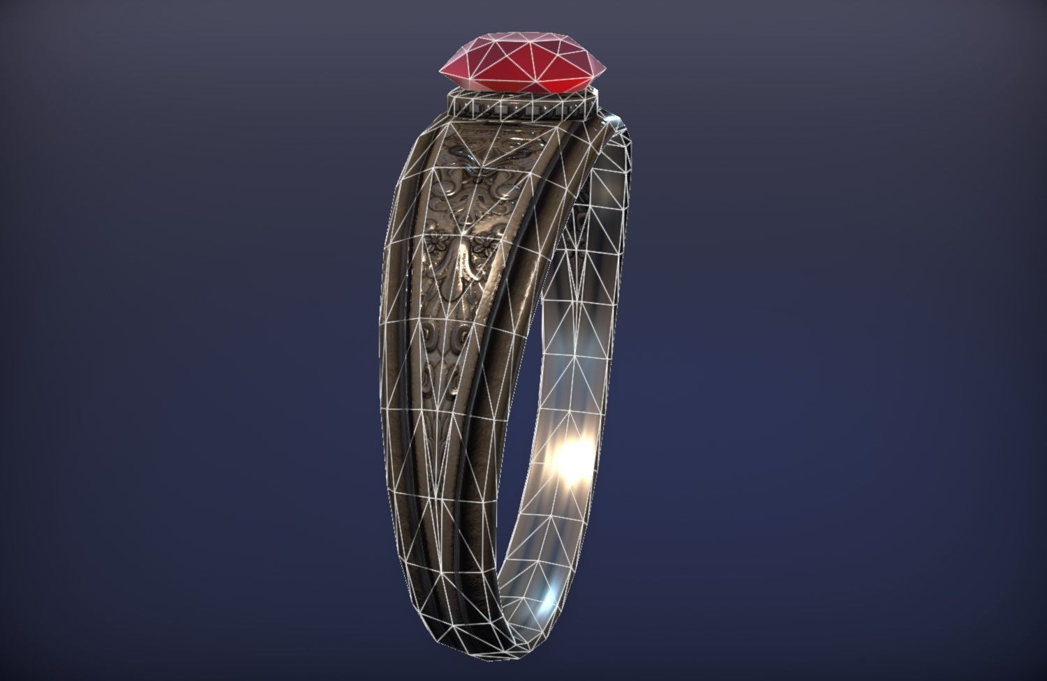 Ancient Silver Ring - PBR Game Ready model Low-poly 3D model_16