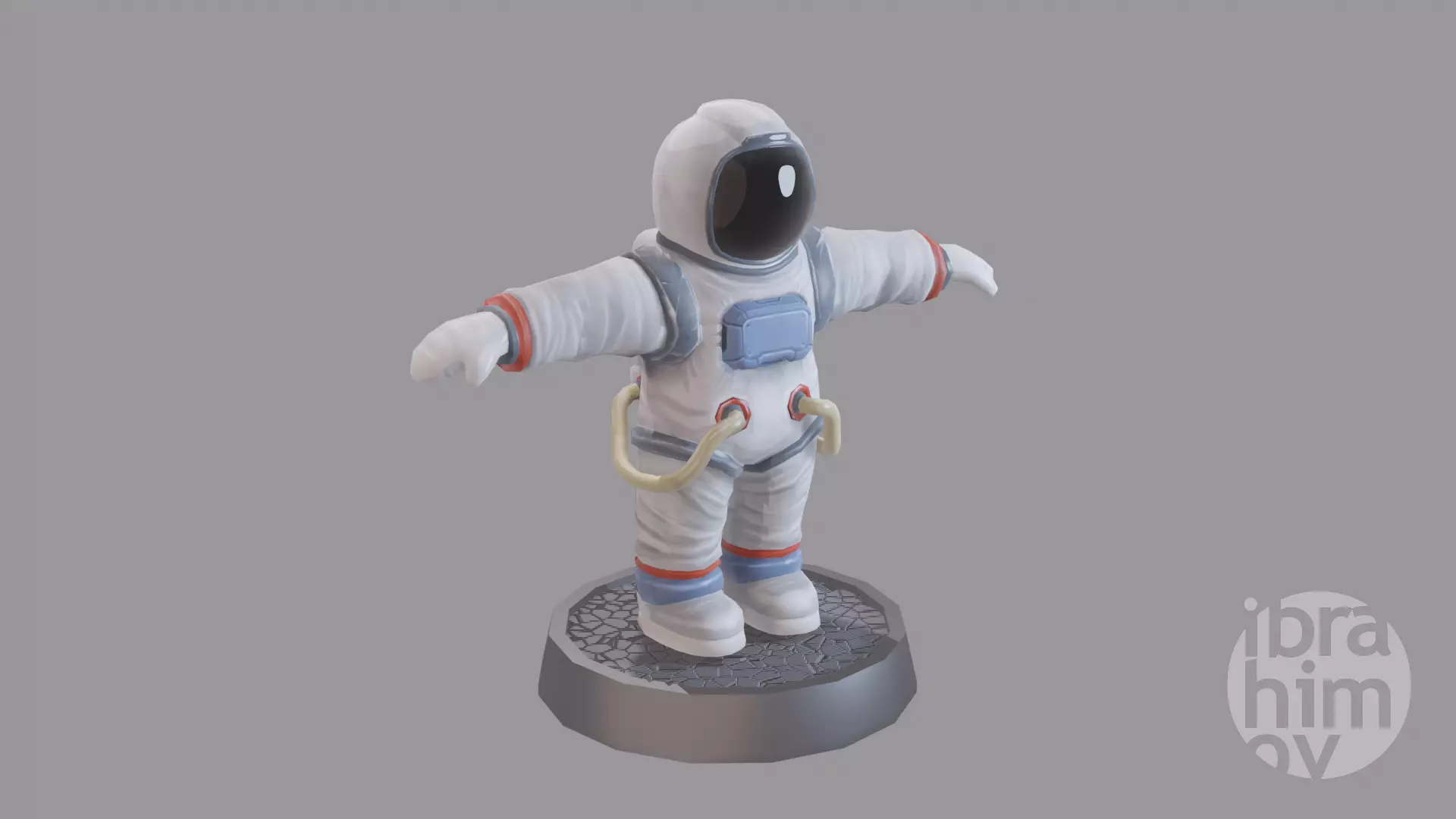 Cartoon low poly astronaut character Low-poly 3D model_0