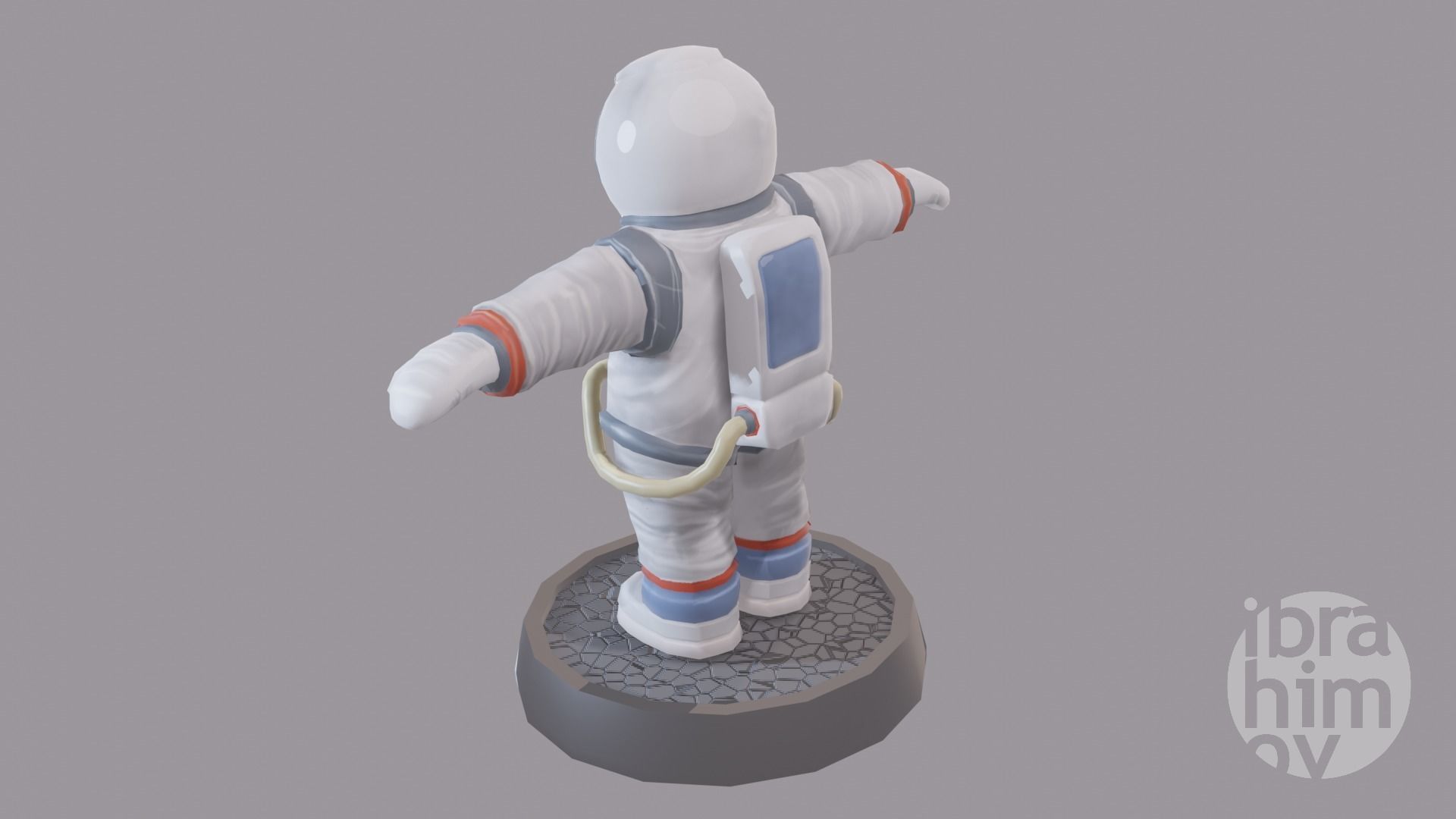 Cartoon low poly astronaut character Low-poly 3D model_6