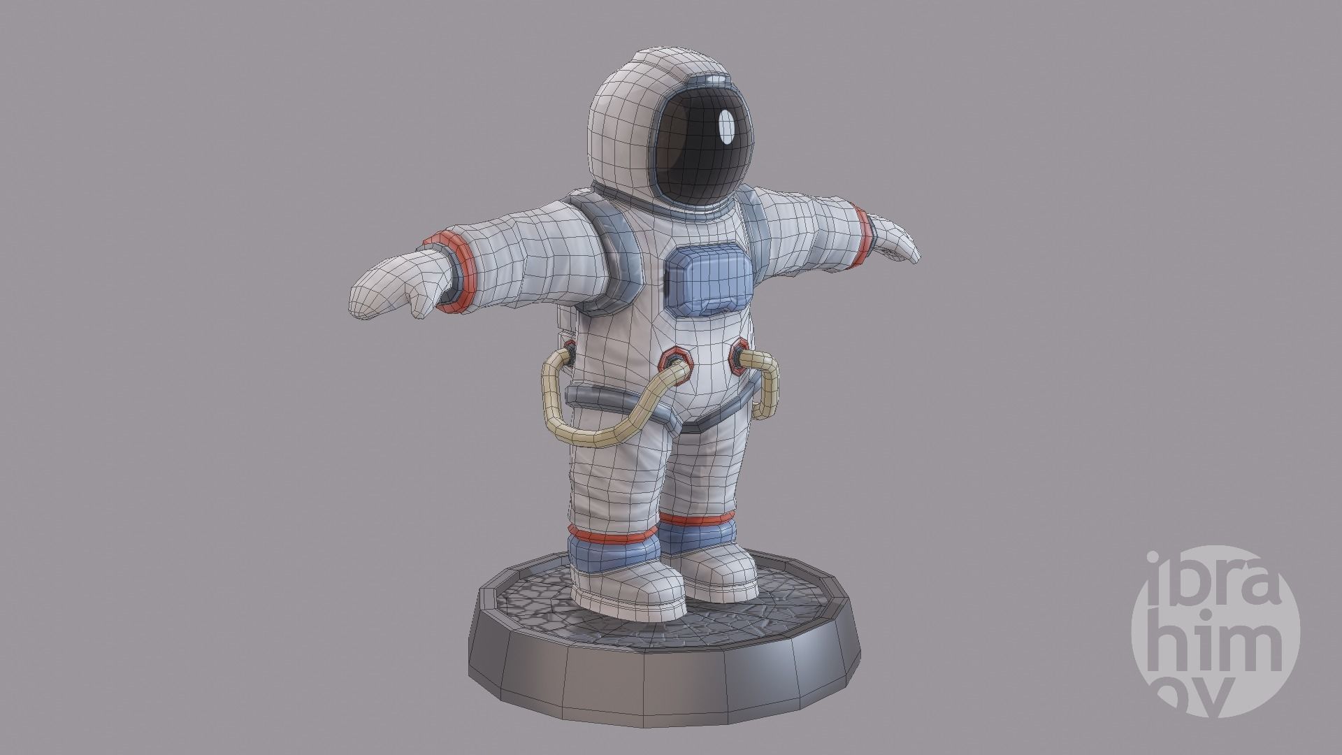 Cartoon low poly astronaut character Low-poly 3D model_7