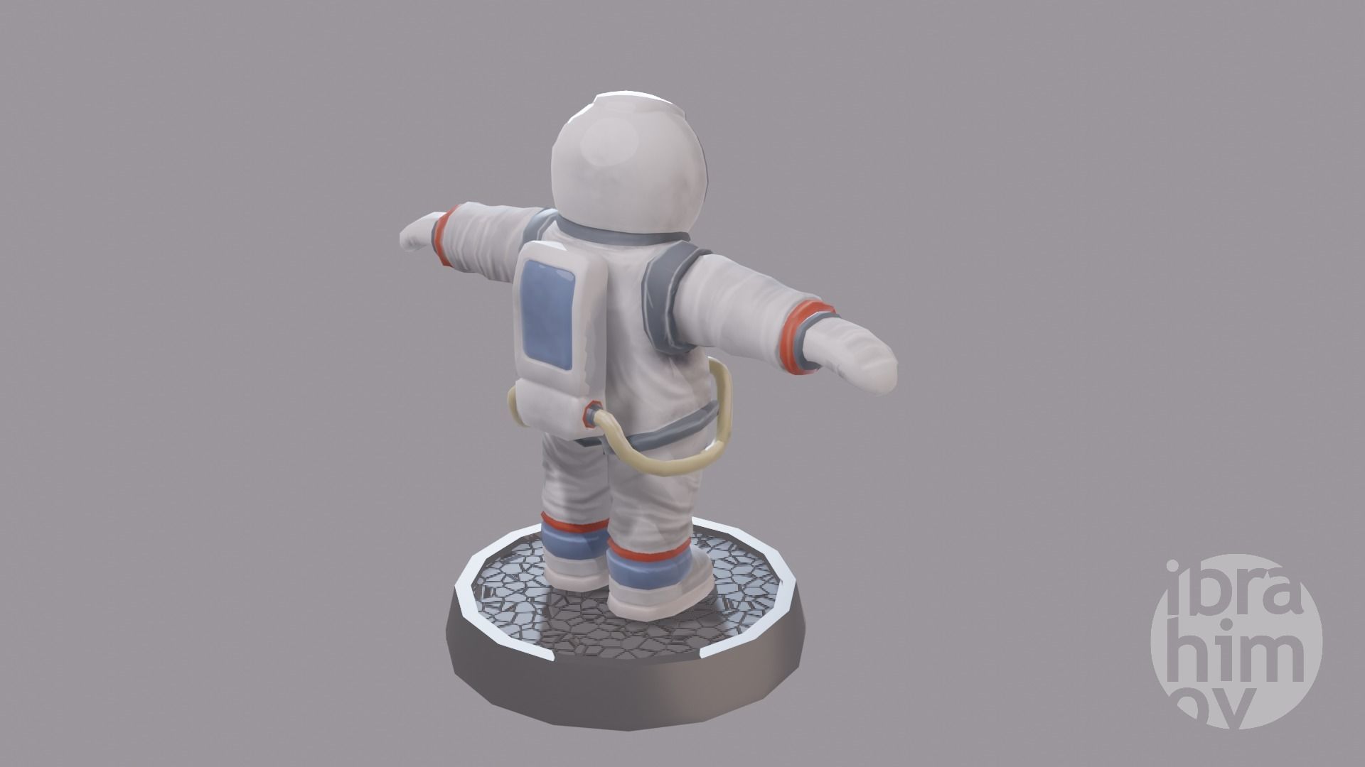 Cartoon low poly astronaut character Low-poly 3D model_4