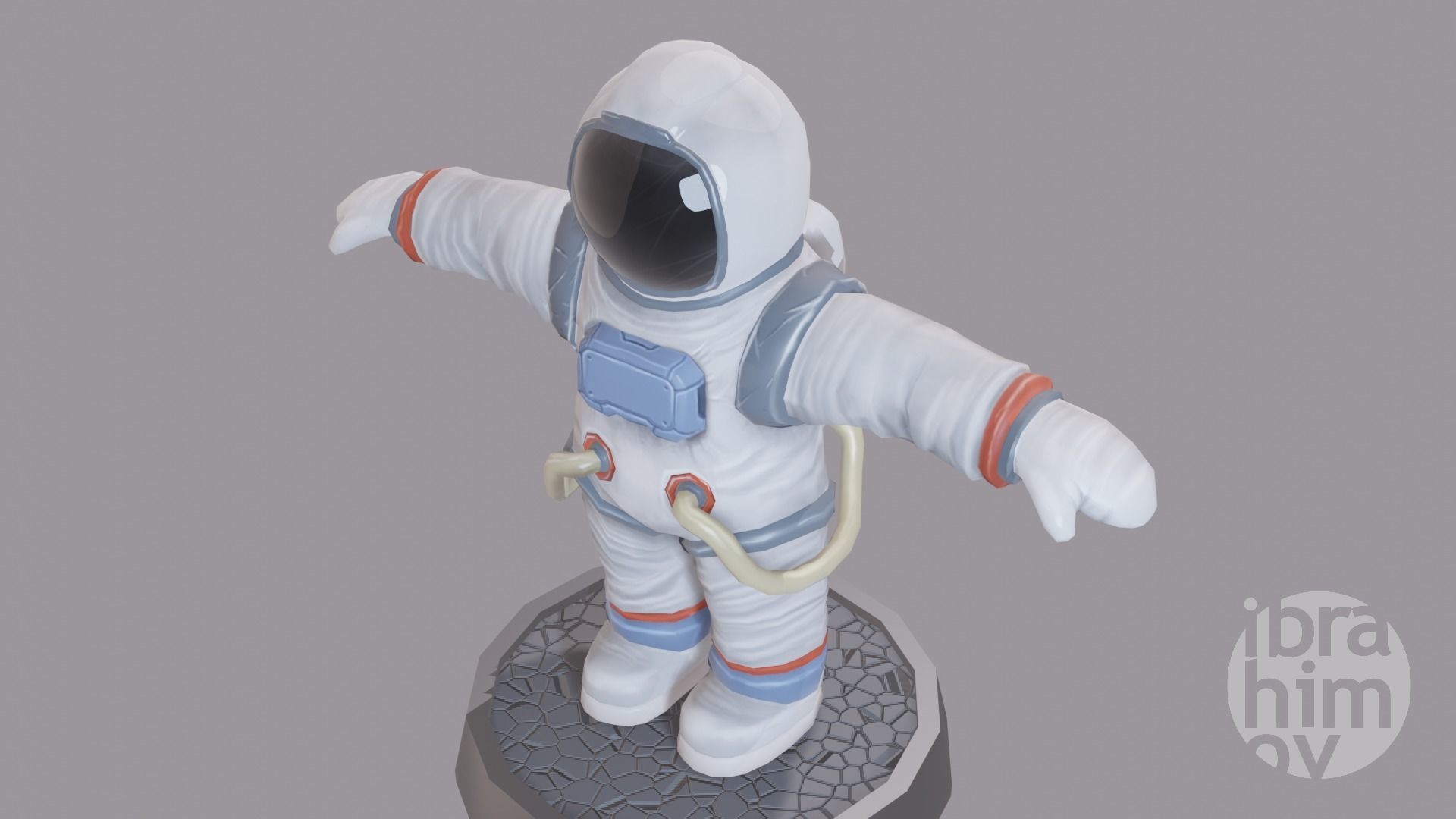 Cartoon low poly astronaut character Low-poly 3D model_5