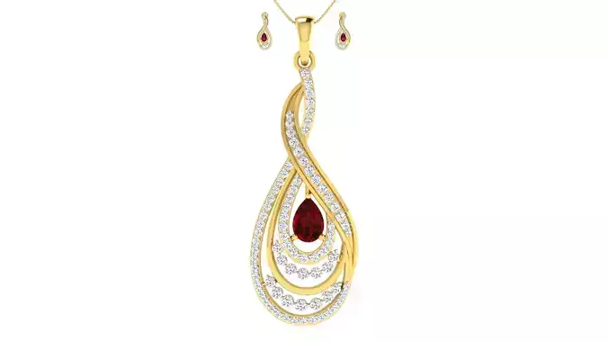 Women pendant earrings set 3dm mgx render detail 