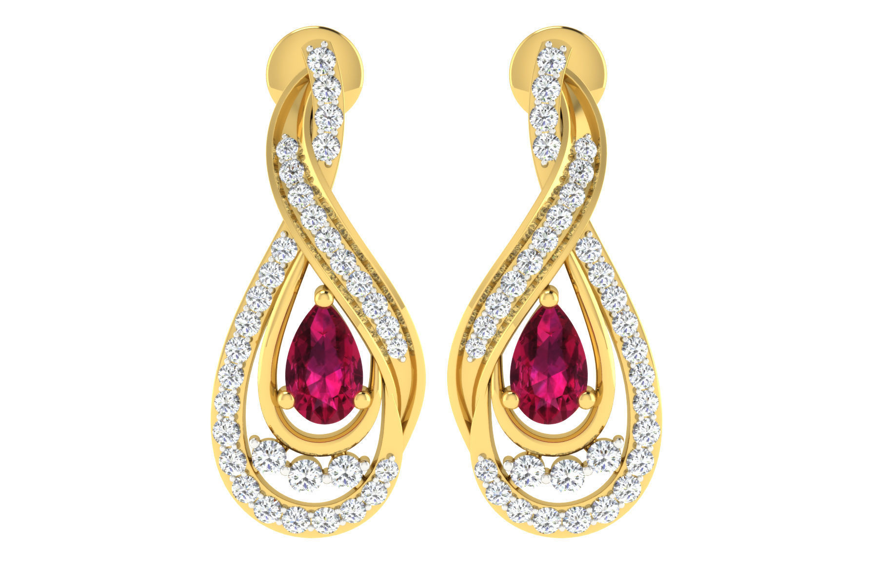 Women pendant earrings set 3dm mgx render detail  3D print model_3