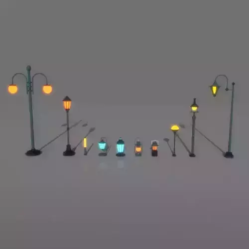 cartoon Street Light Pack Free low-poly 3D model