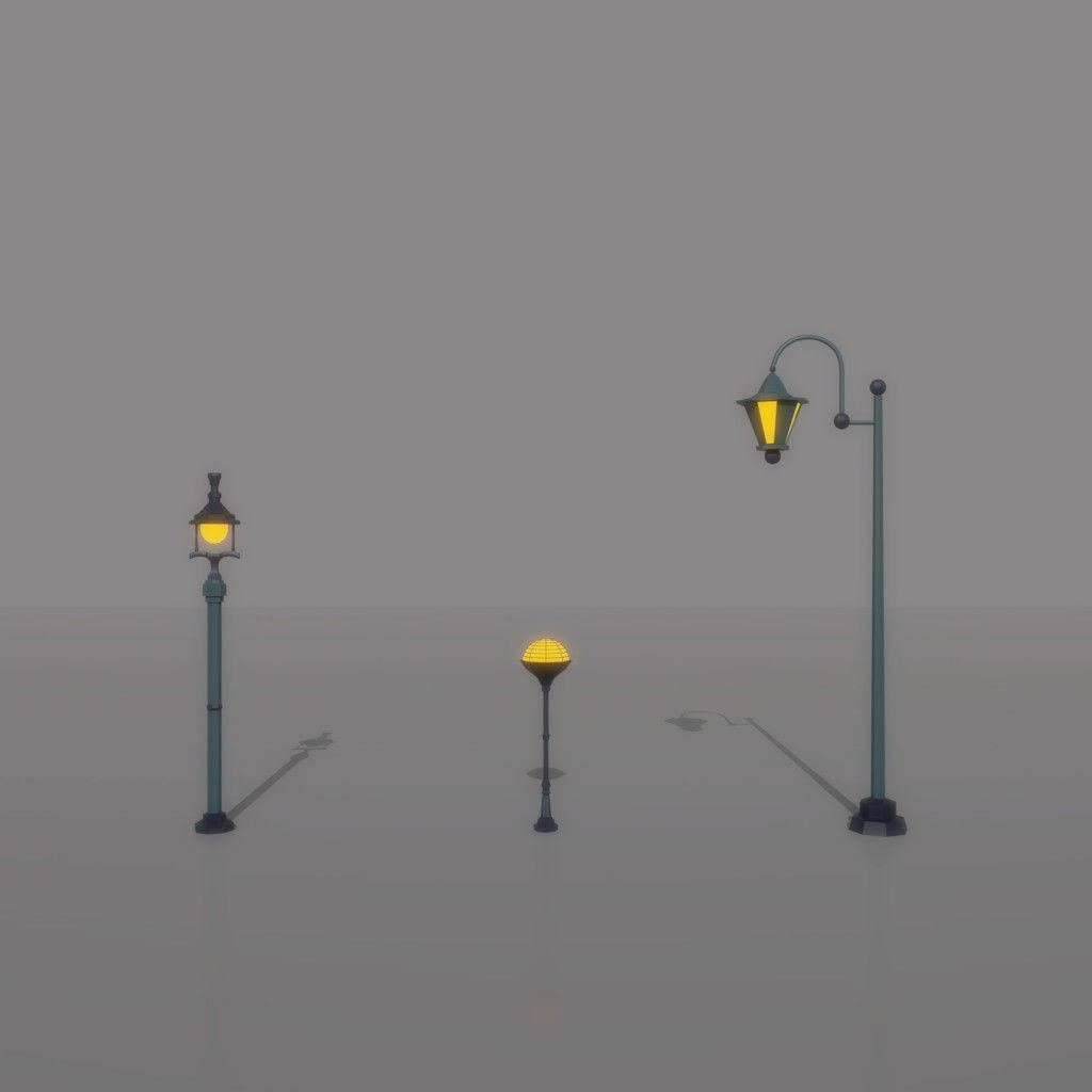 cartoon Street Light Pack Free low-poly 3D model_5