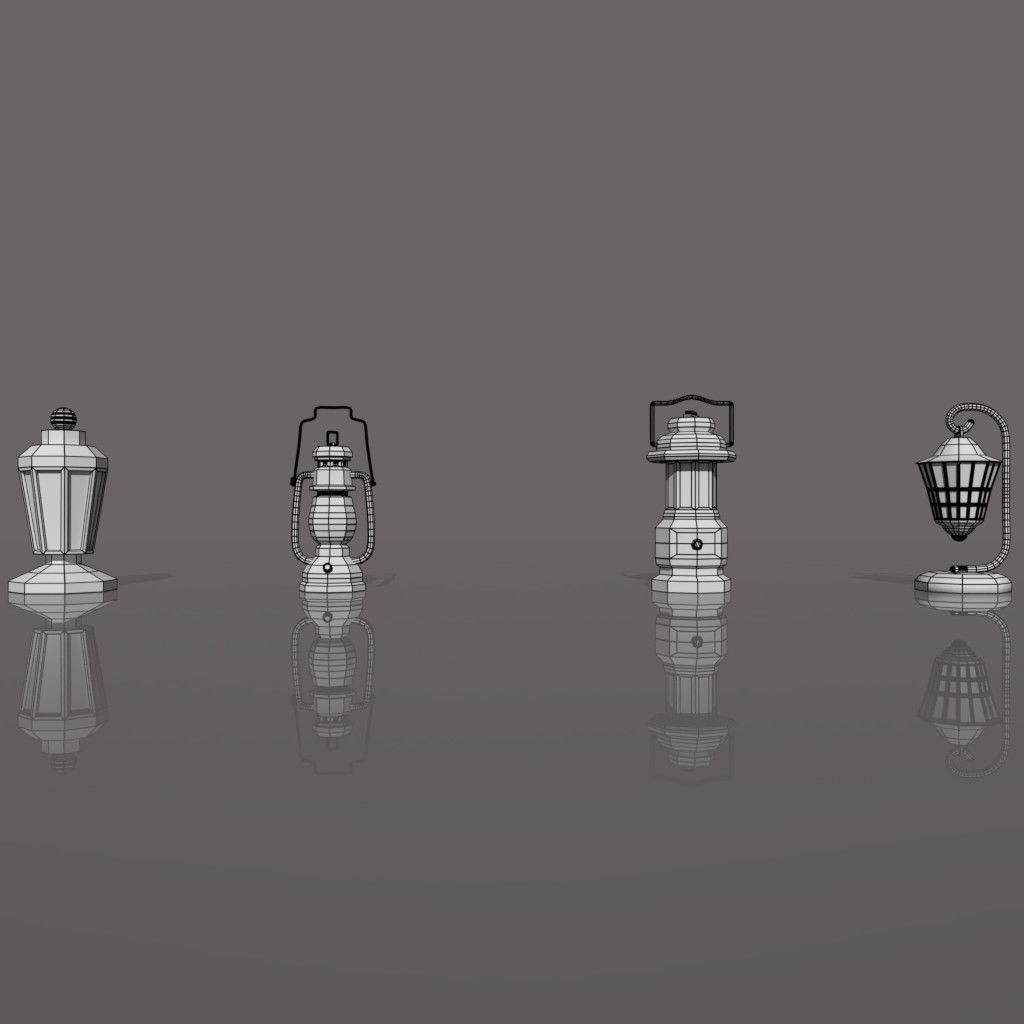 cartoon Street Light Pack Free low-poly 3D model_4