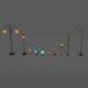 cartoon Street Light Pack Free low-poly 3D model_7
