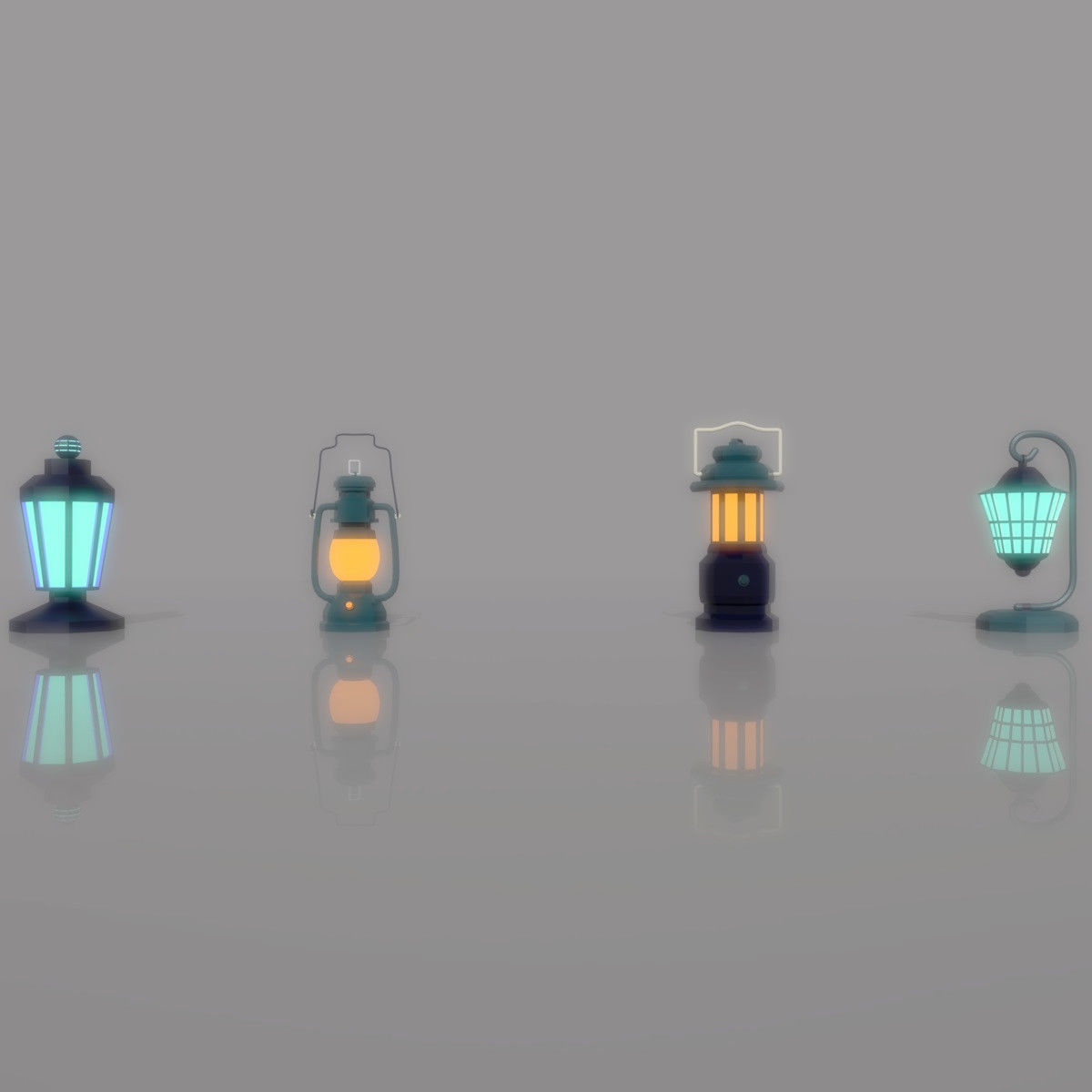 cartoon Street Light Pack Free low-poly 3D model_3