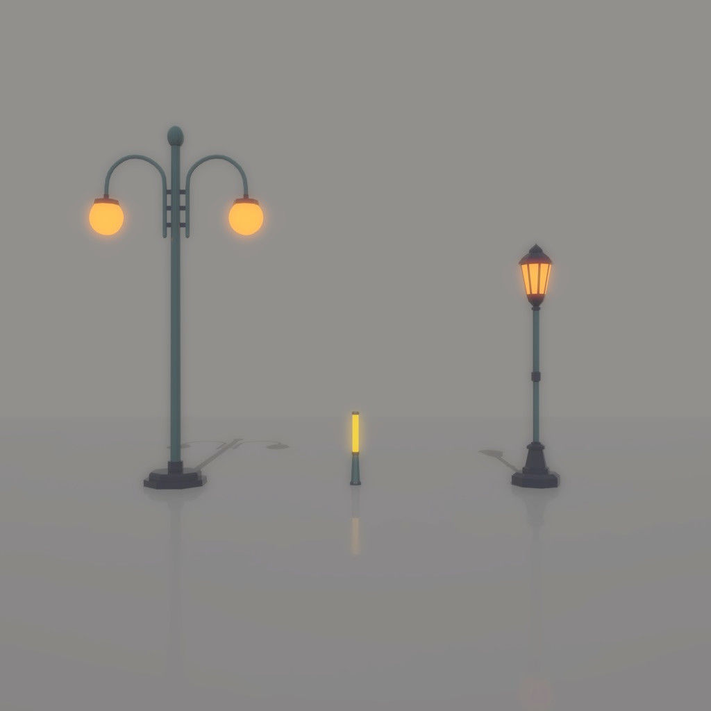 cartoon Street Light Pack Free low-poly 3D model_1