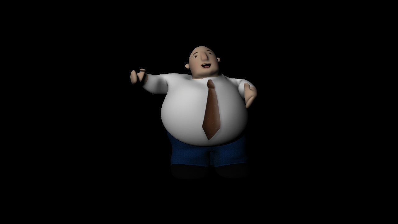 Fat Guy Rigged Low-poly 3D model_6
