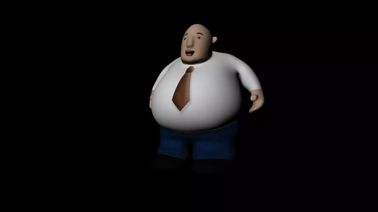 Fat Guy Rigged Low-poly 3D model_0