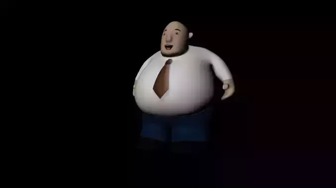 Fat Guy Rigged Low-poly 3D model