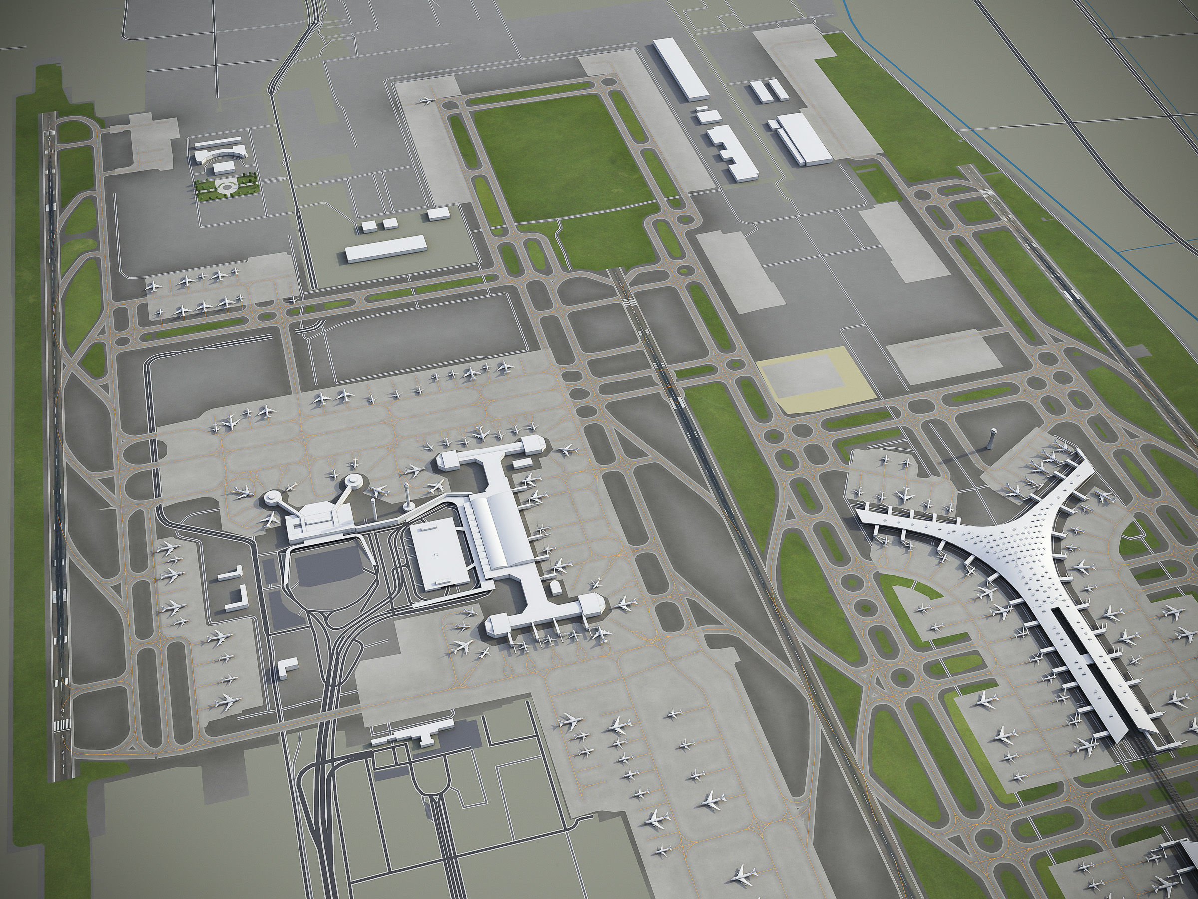 Beijing Airport Low-poly 3D model_2
