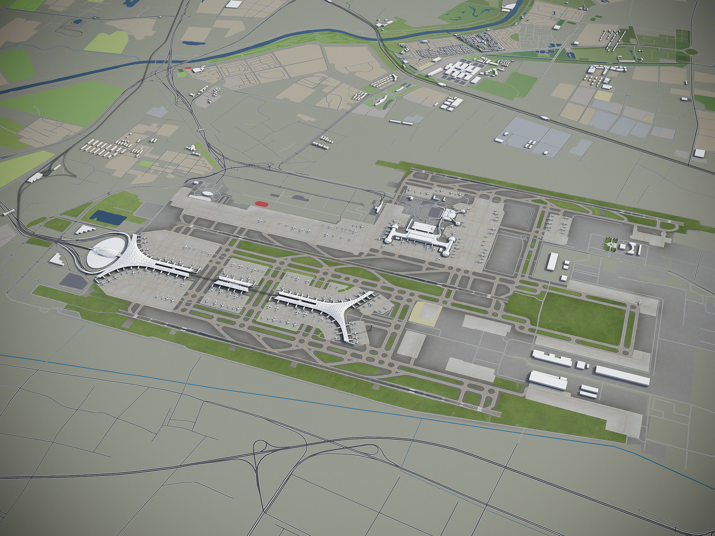 Beijing Airport Low-poly 3D model_15