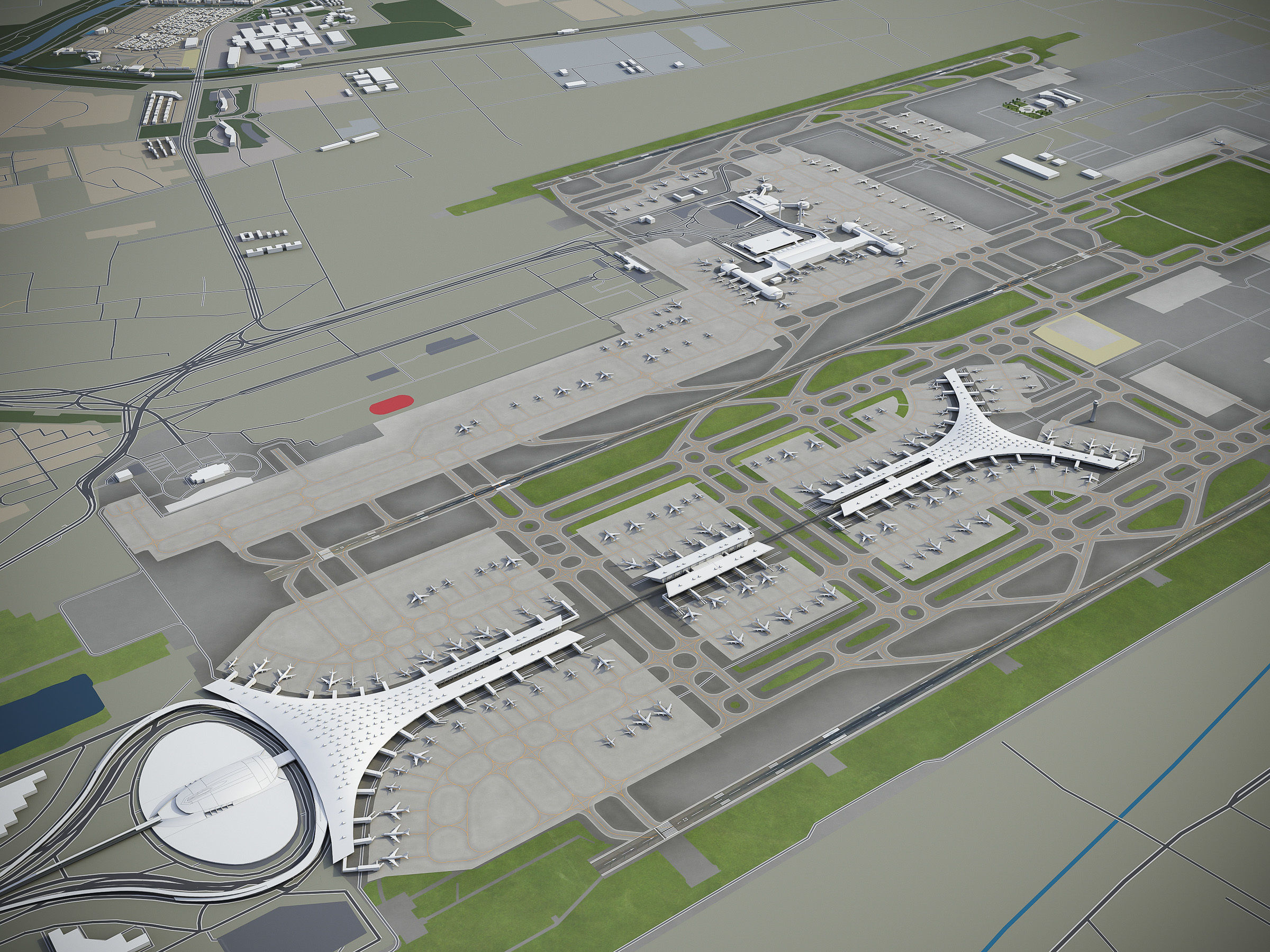 Beijing Airport Low-poly 3D model_4