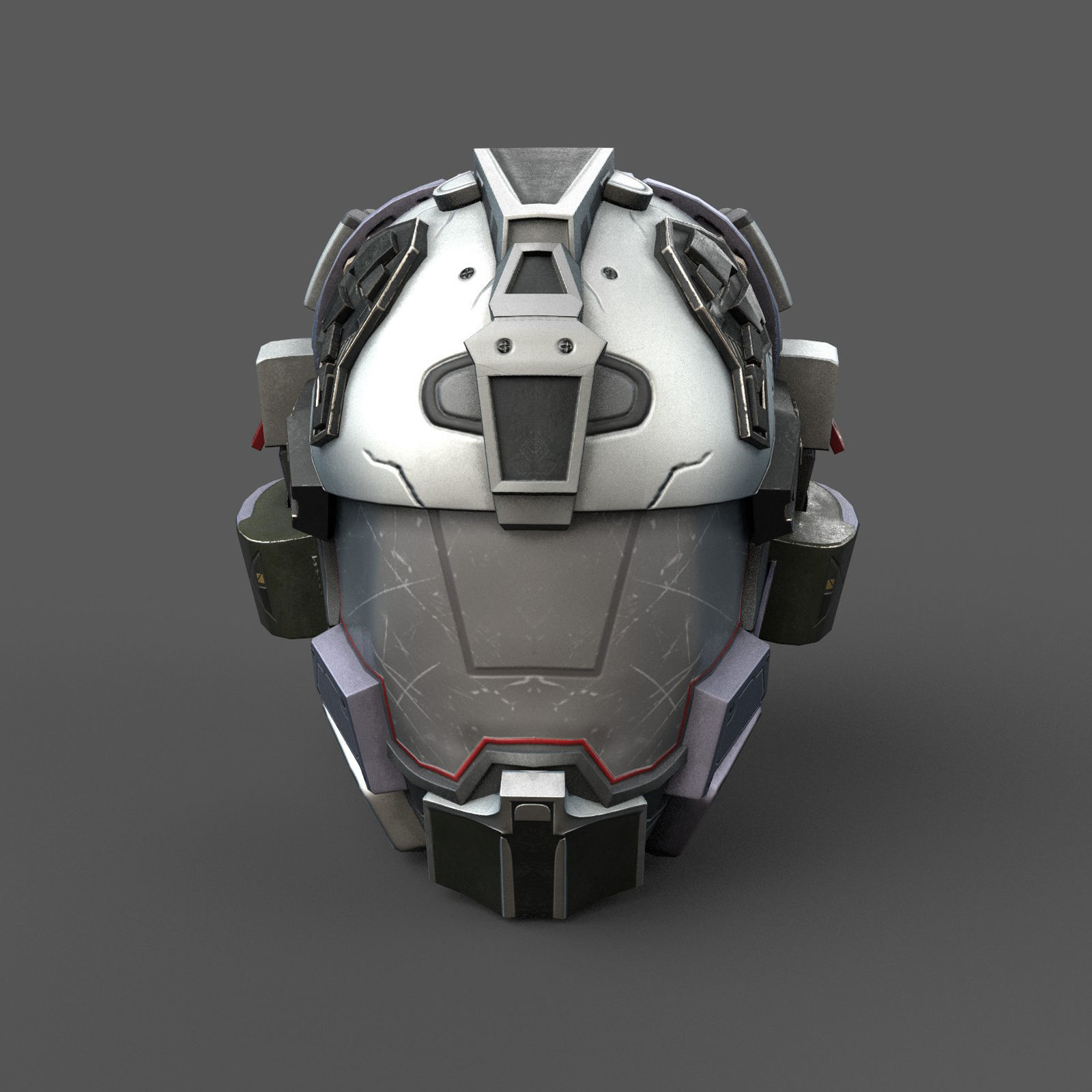 Helmet scifi military 3d model space Low-poly 3D model_2