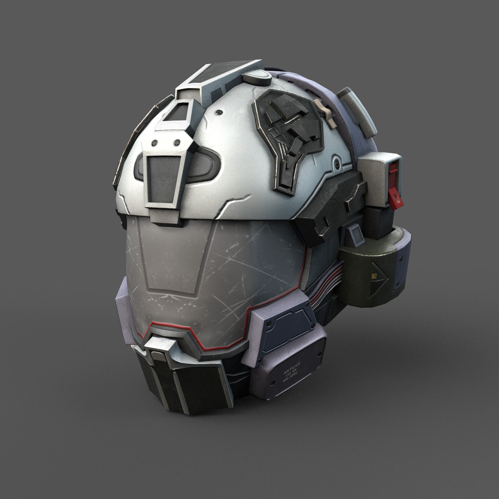 Helmet scifi military 3d model space Low-poly 3D model_1