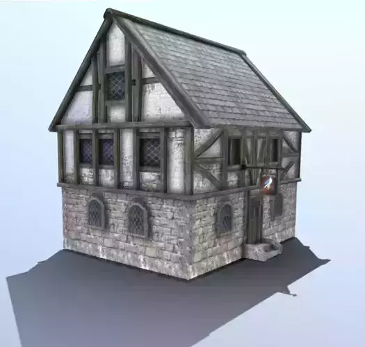 Medieval Tudor Tavern Low-poly 3D model