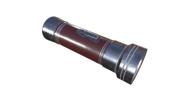 Flashlight Game Ready metal bottle Low-poly 3D model