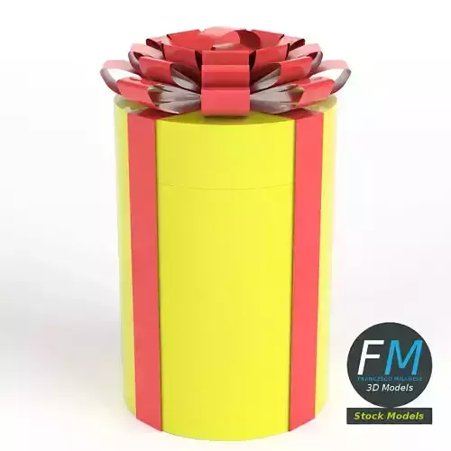 Cylindrical gift case with a ribbon