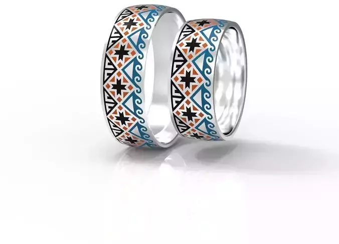 Wedding bands with enamel