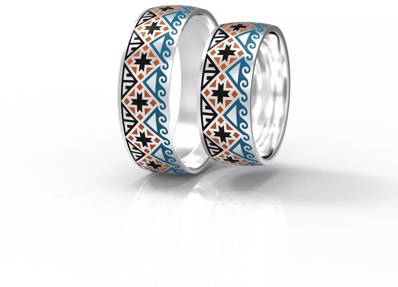 Wedding bands with enamel 3D print model_0