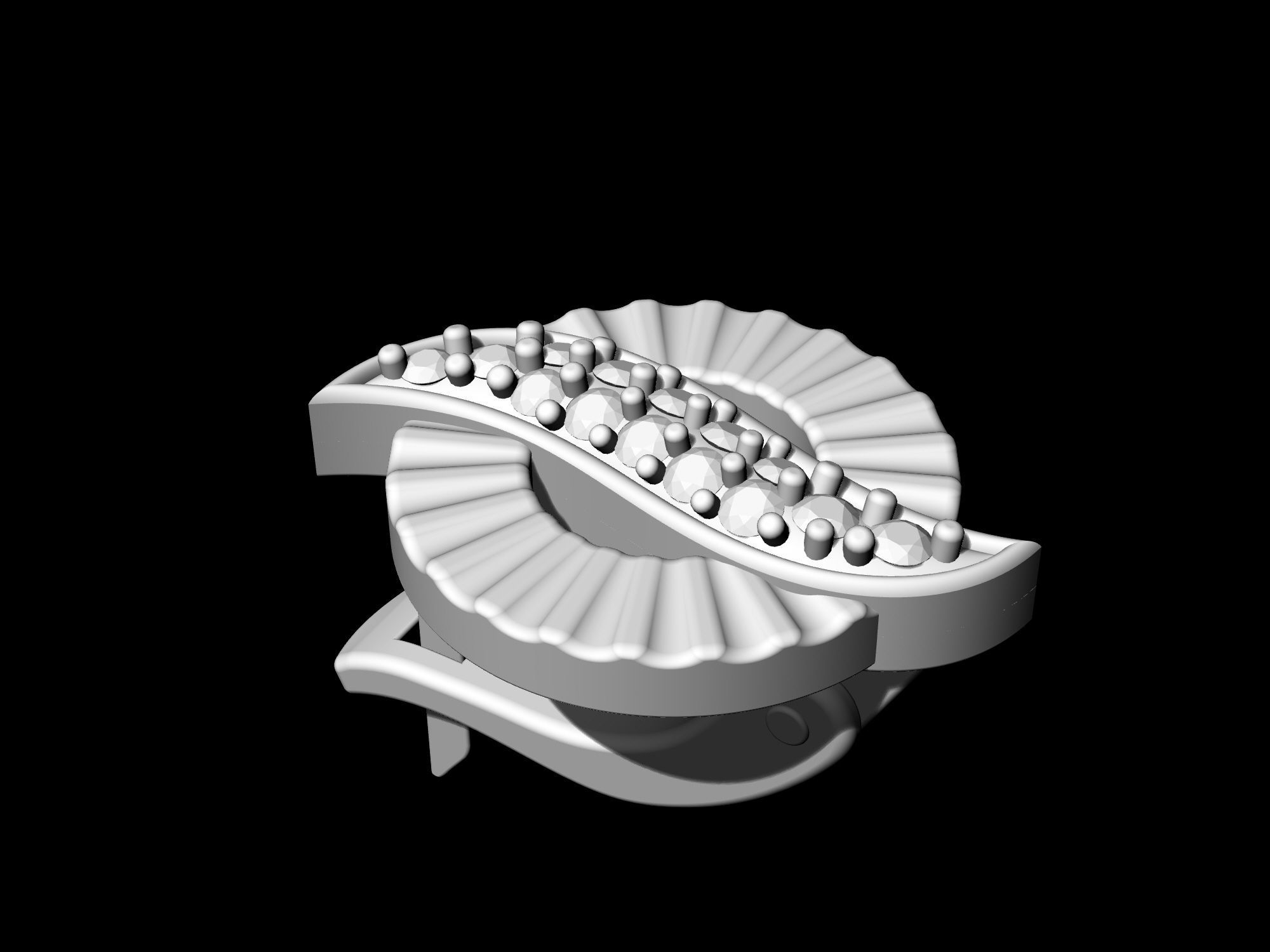 Polygonal circle Earrings and Ring 3D print model_16