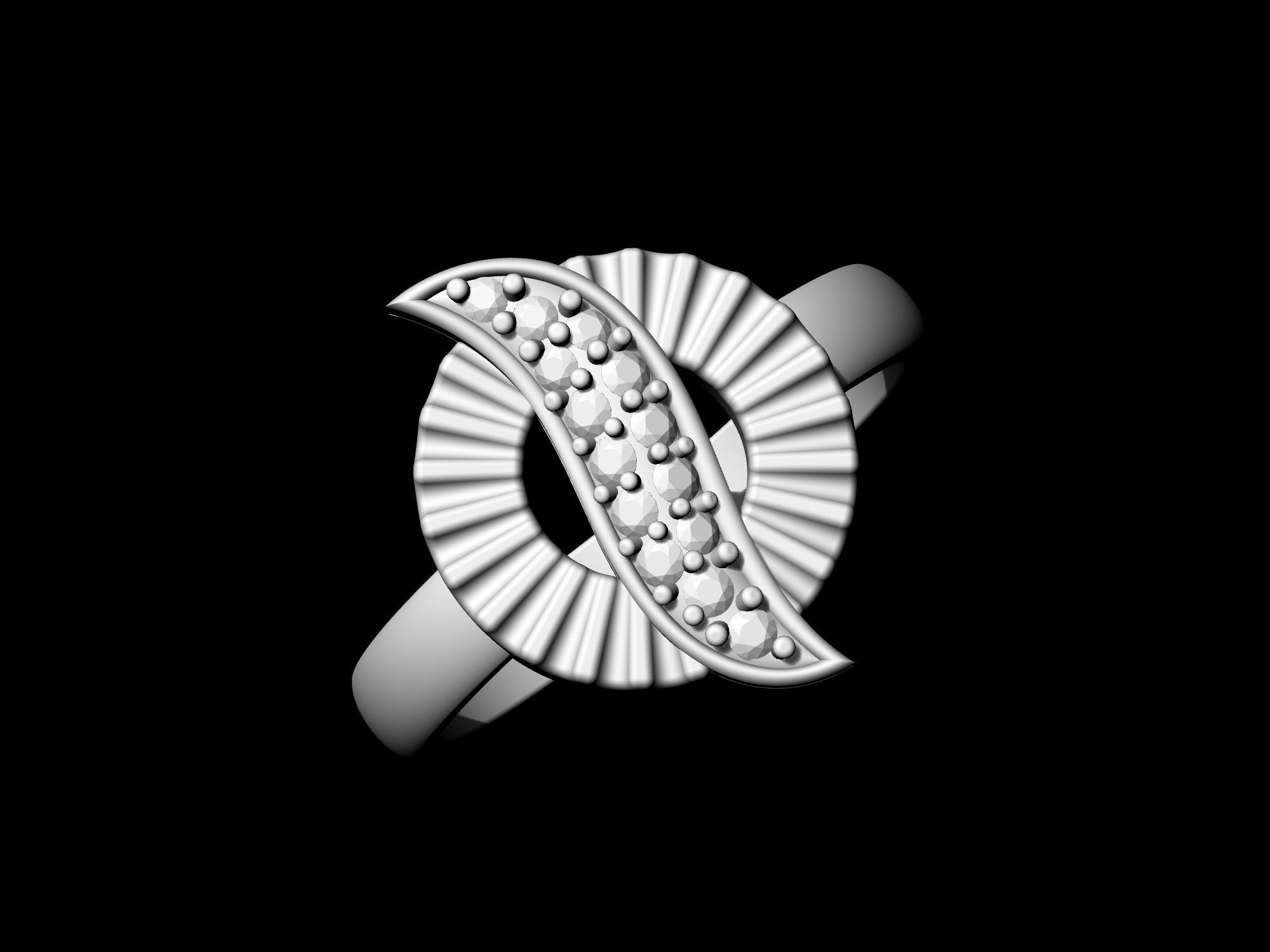 Polygonal circle Earrings and Ring 3D print model_22