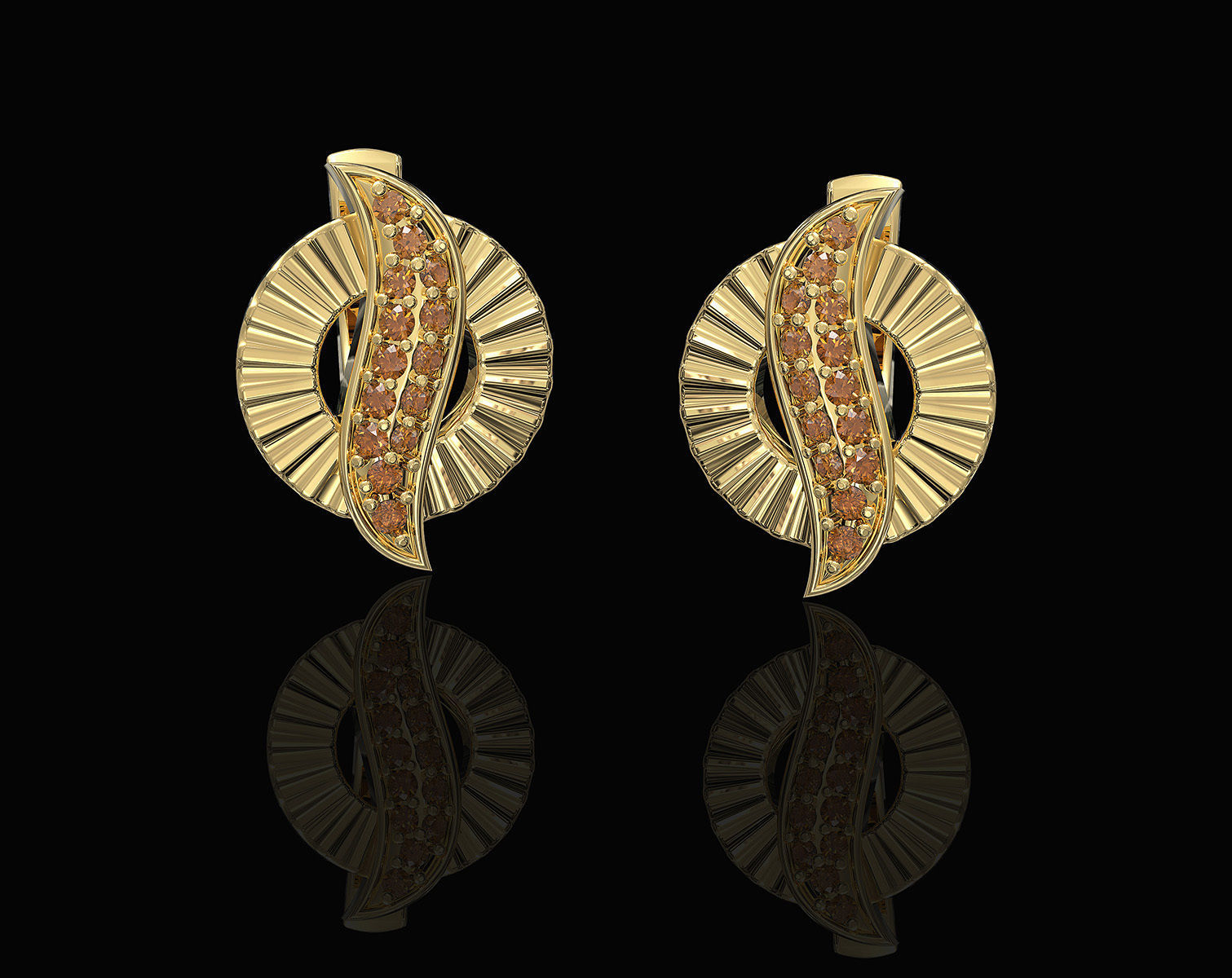 Polygonal circle Earrings and Ring 3D print model_1
