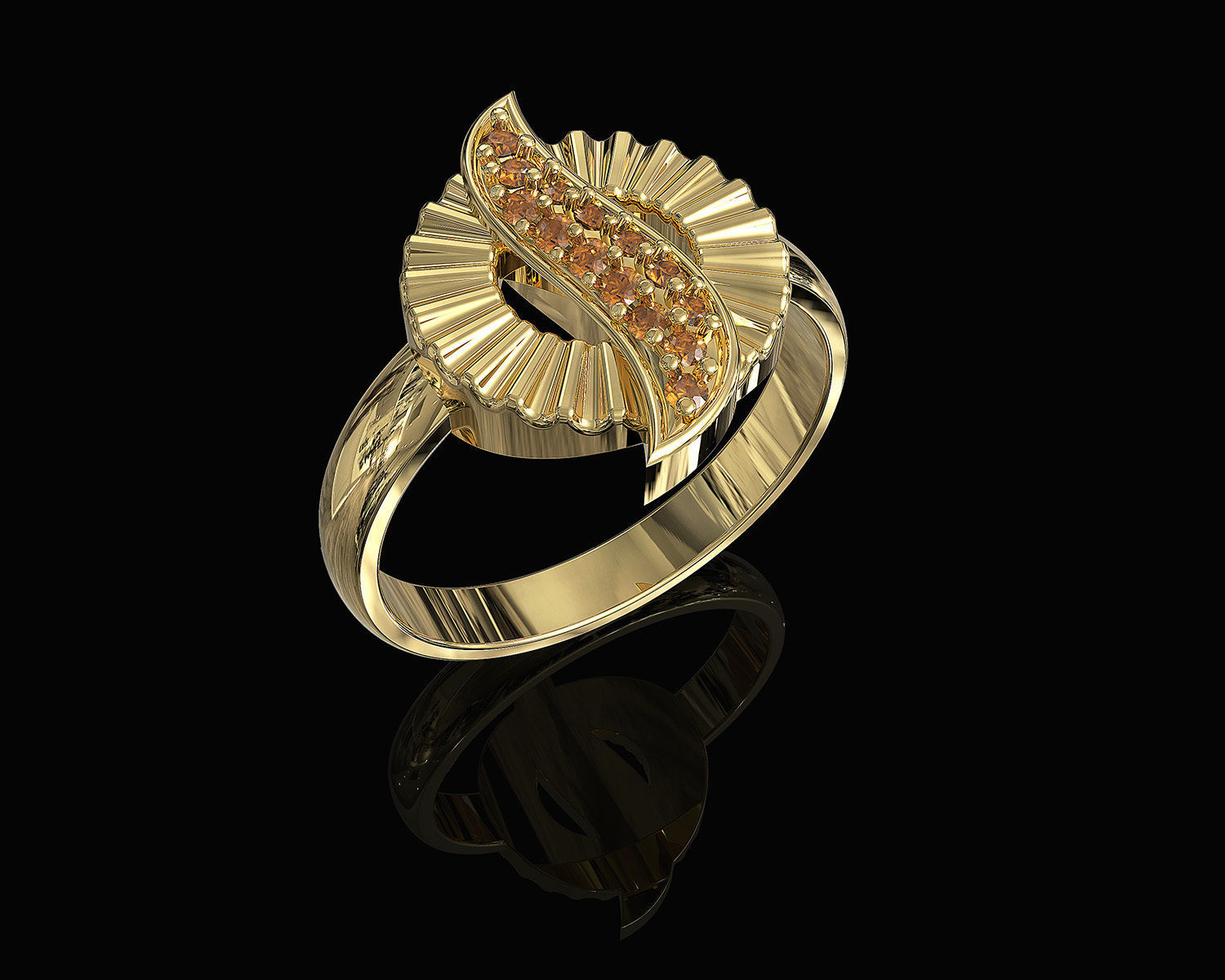 Polygonal circle Earrings and Ring 3D print model_5