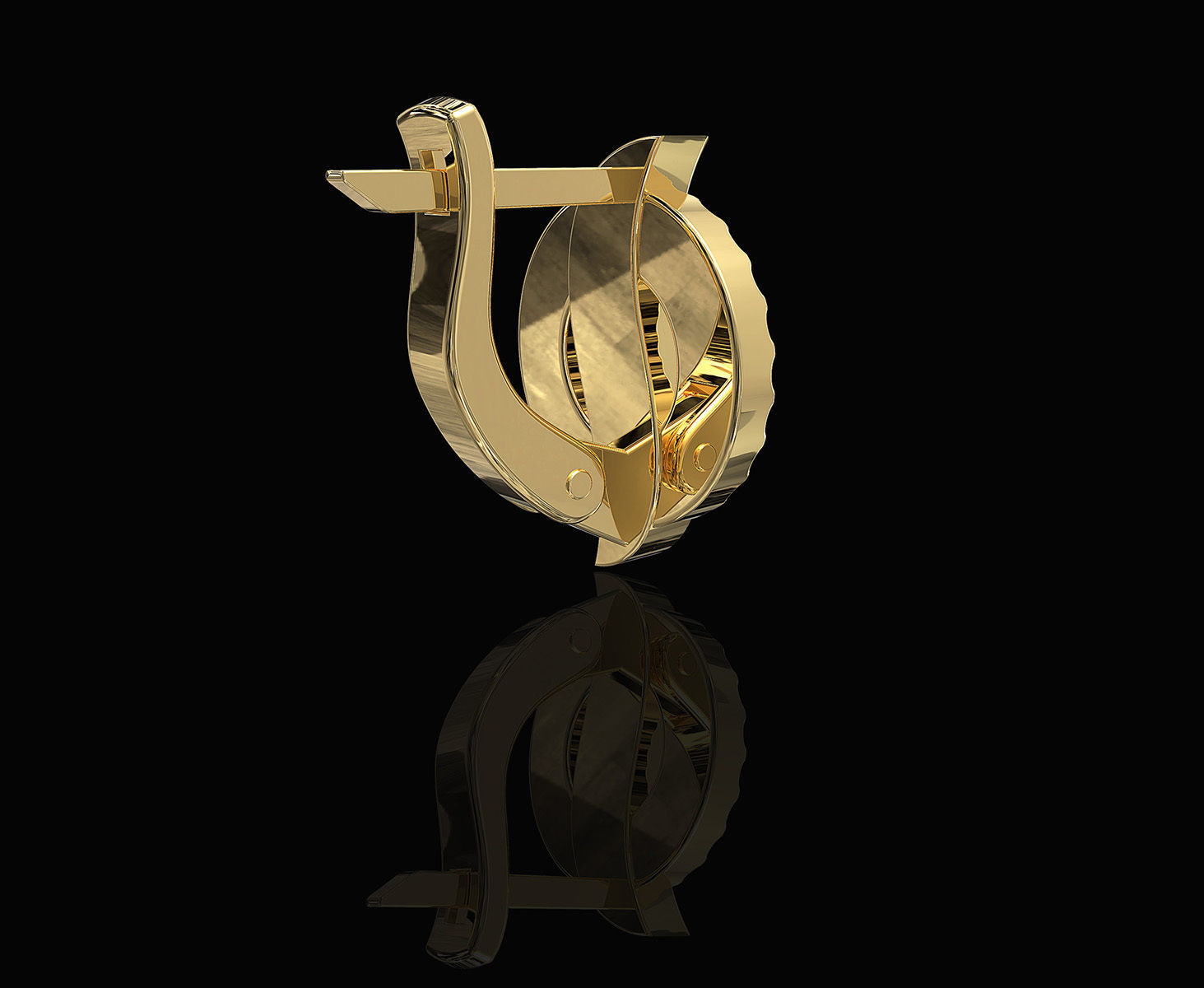 Polygonal circle Earrings and Ring 3D print model_7