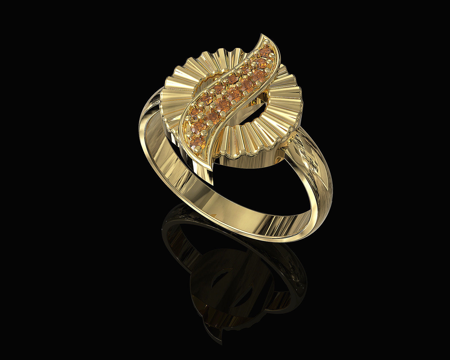 Polygonal circle Earrings and Ring 3D print model_2