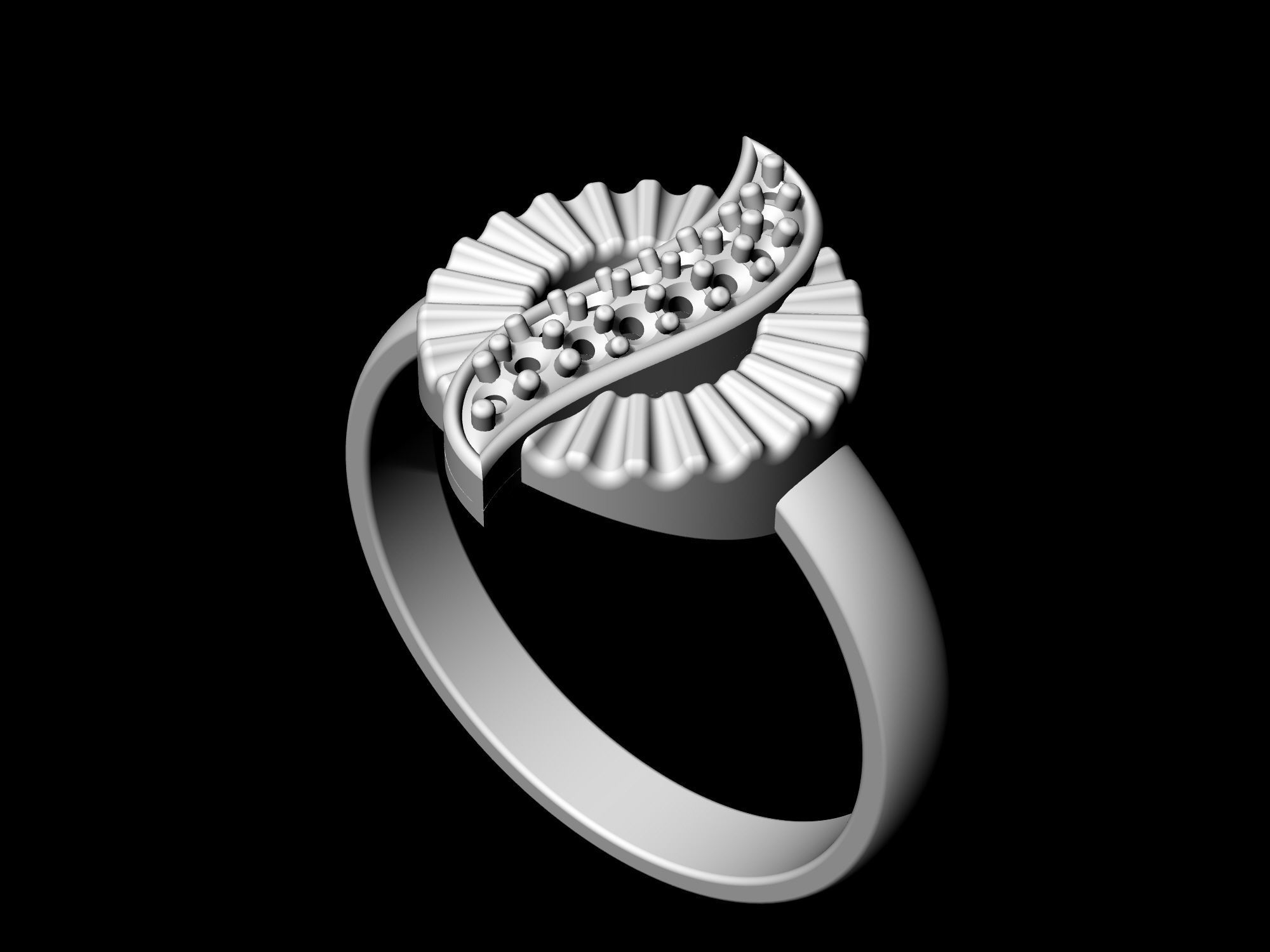 Polygonal circle Earrings and Ring 3D print model_21