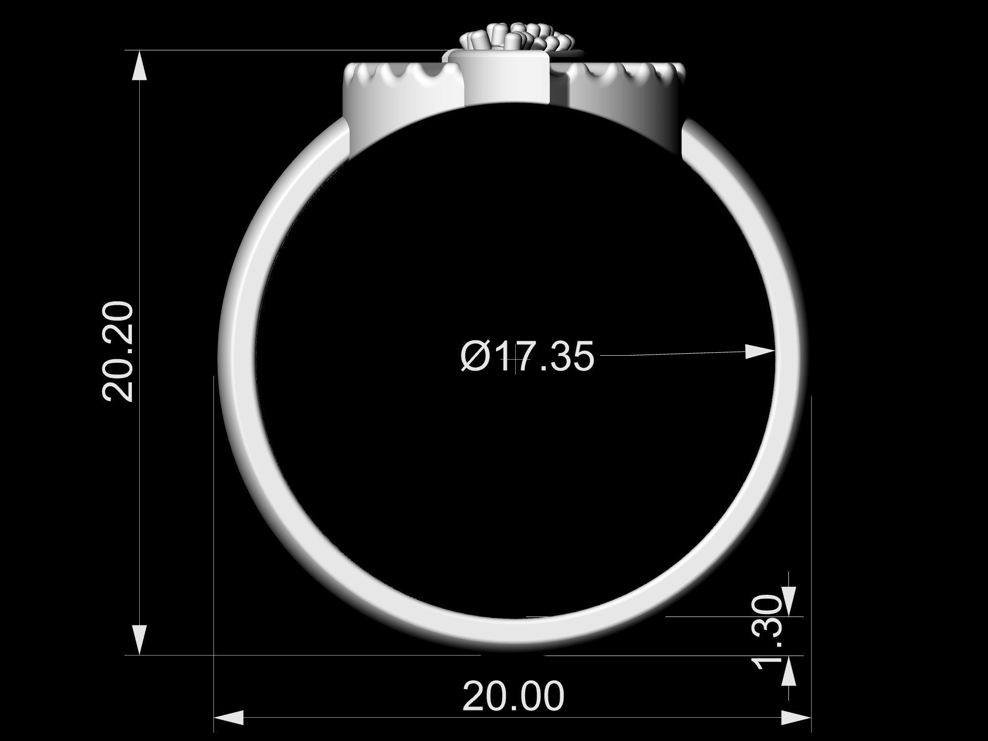 Polygonal circle Earrings and Ring 3D print model_11
