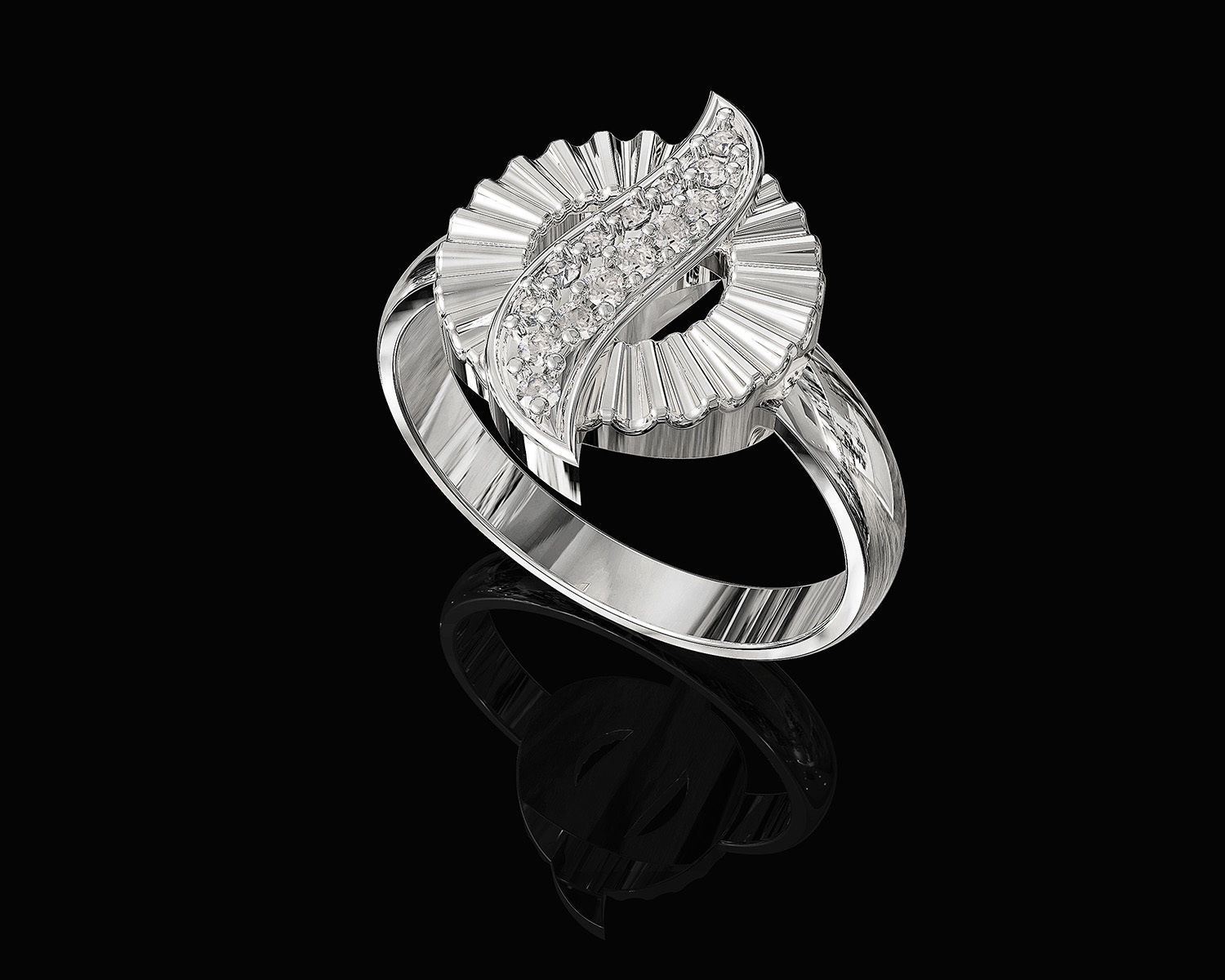 Polygonal circle Earrings and Ring 3D print model_4