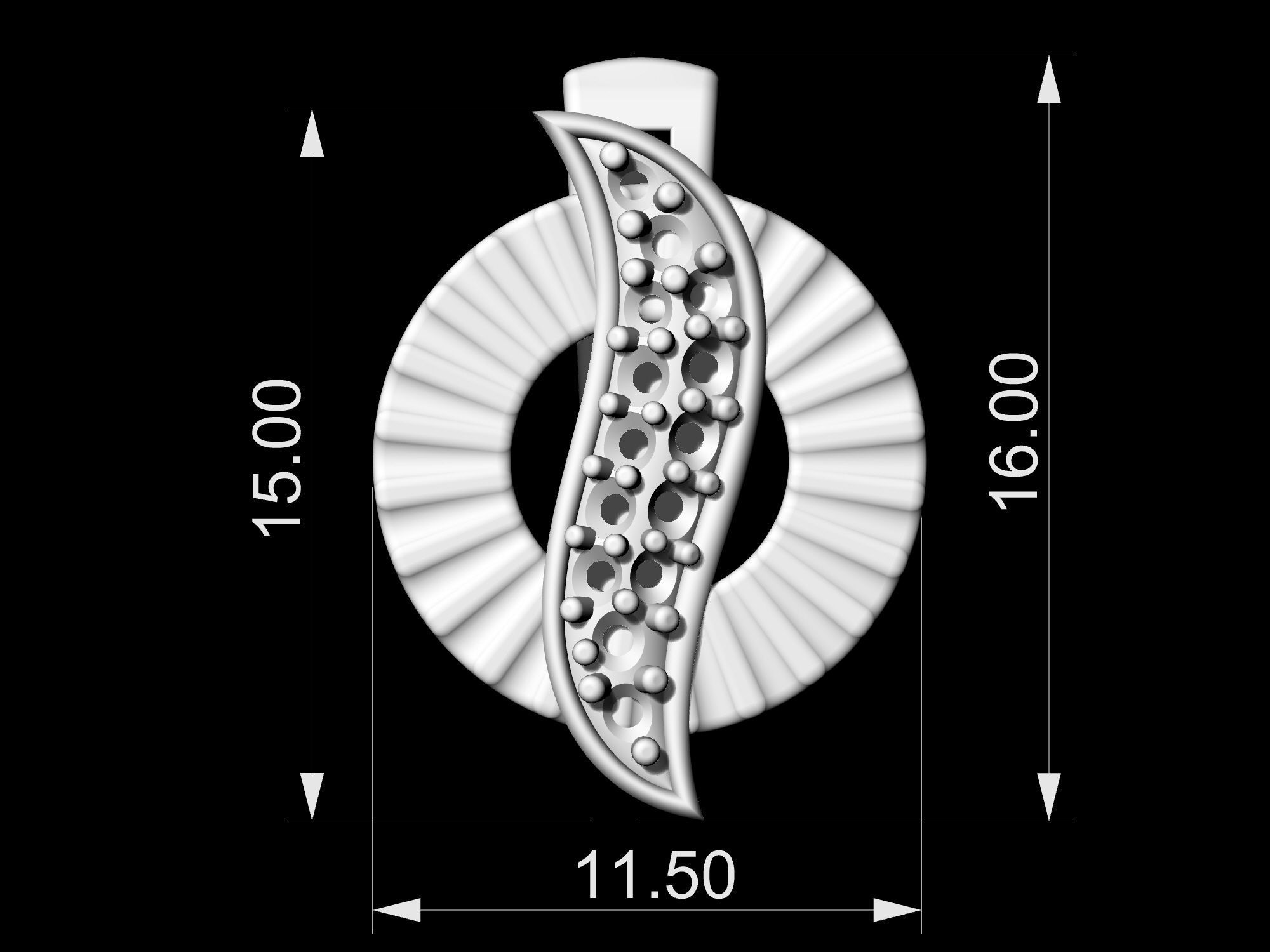 Polygonal circle Earrings and Ring 3D print model_9