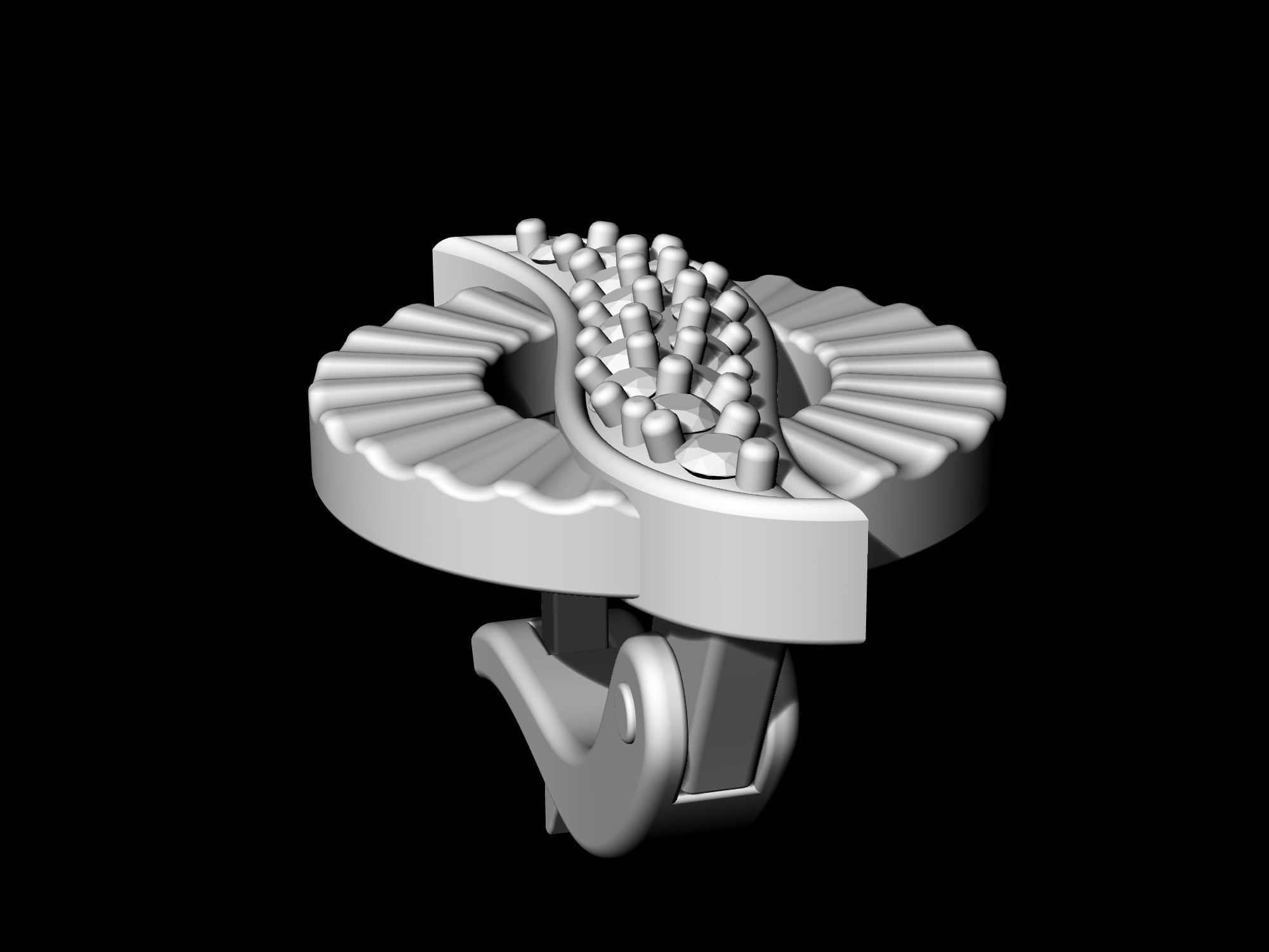 Polygonal circle Earrings and Ring 3D print model_15