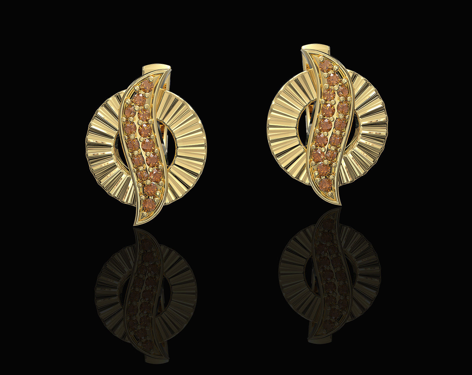Polygonal circle Earrings and Ring 3D print model_6