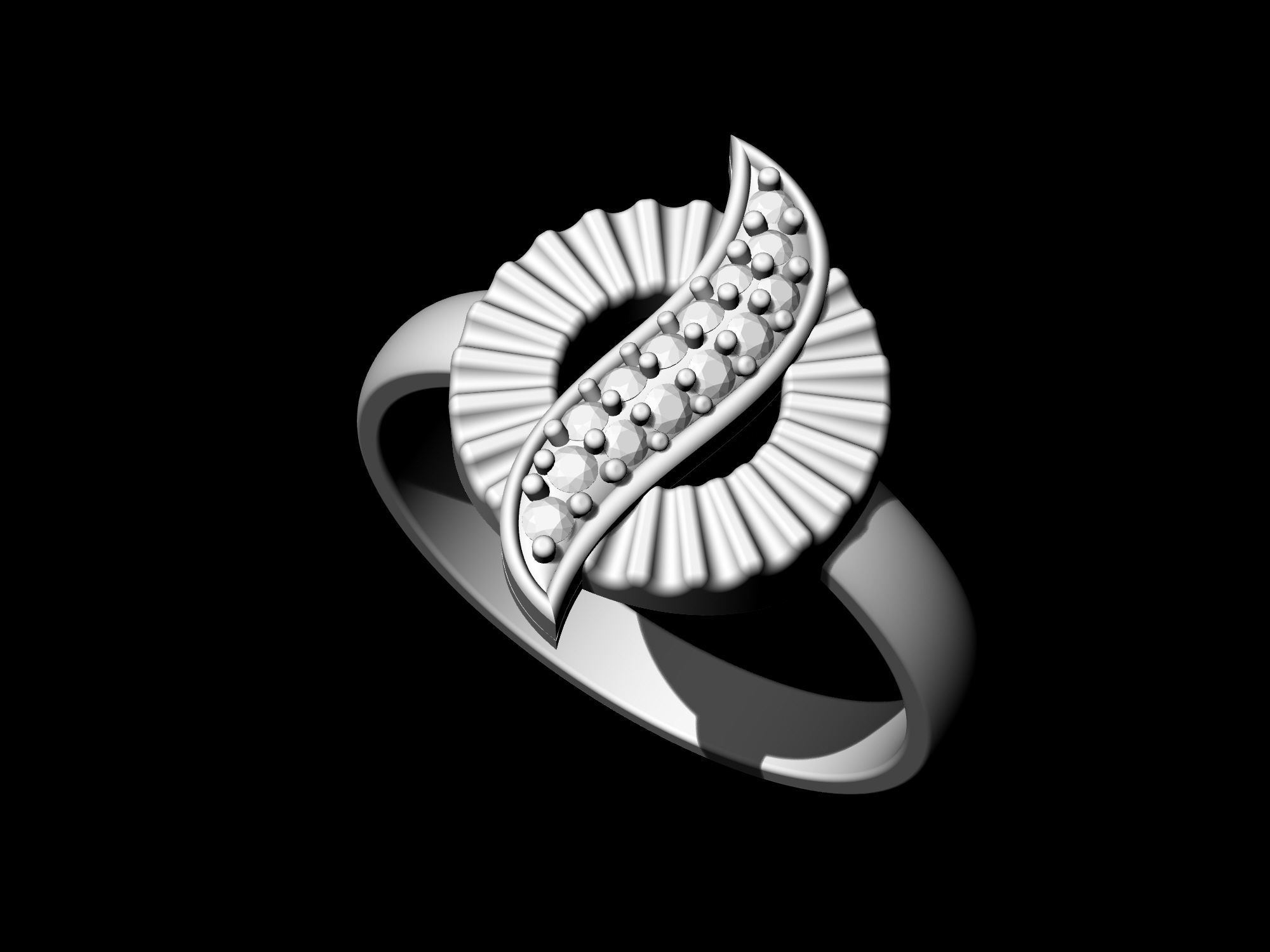 Polygonal circle Earrings and Ring 3D print model_20