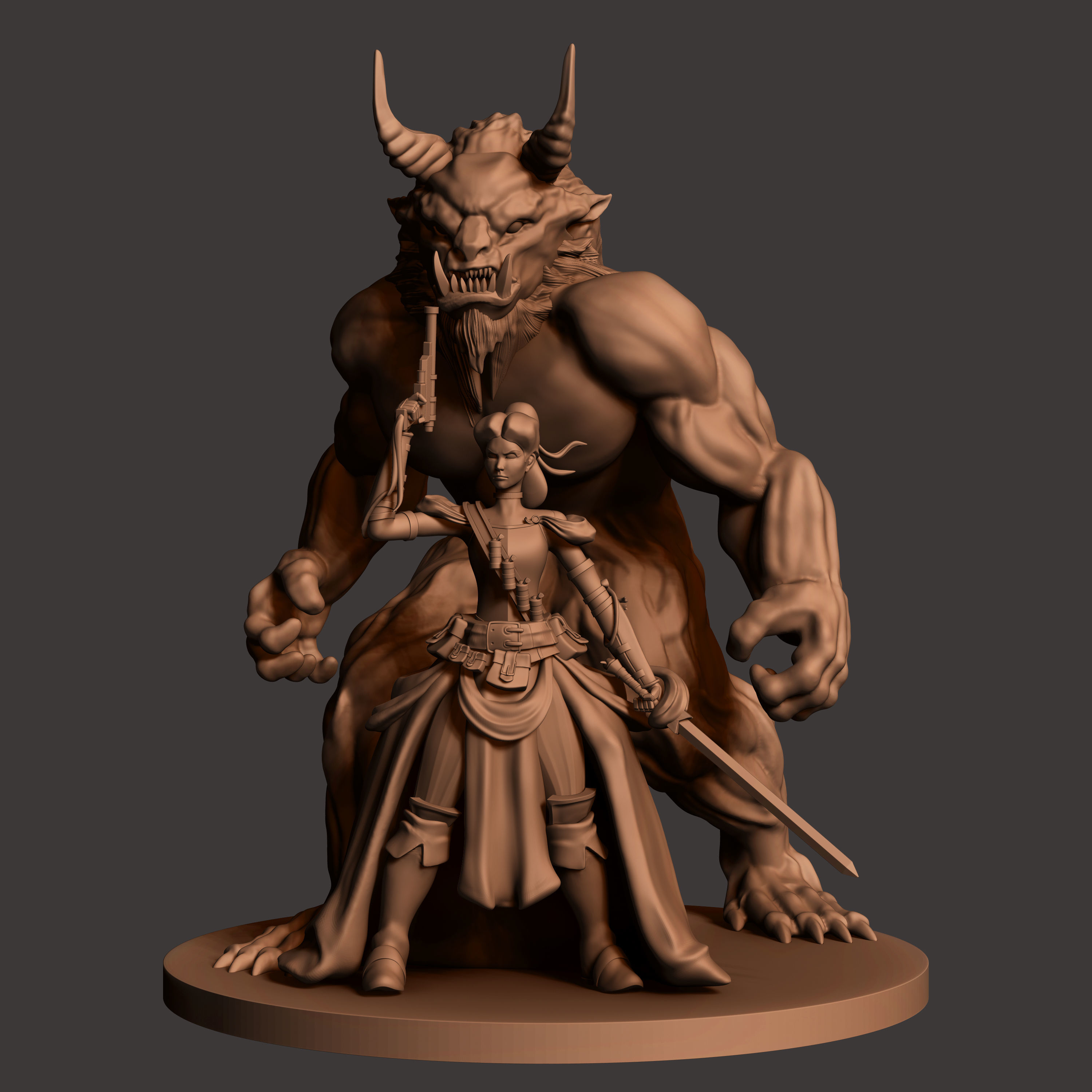 Bella and Beast Warrior  3D print model_1