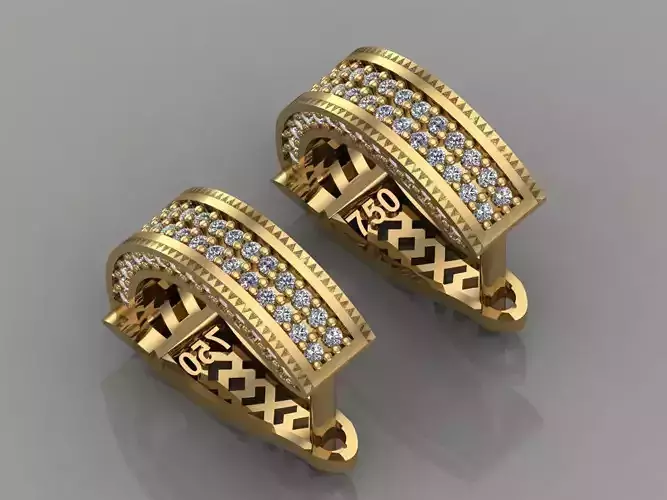 GC GOLD E001 - Diamond Earring 3D model